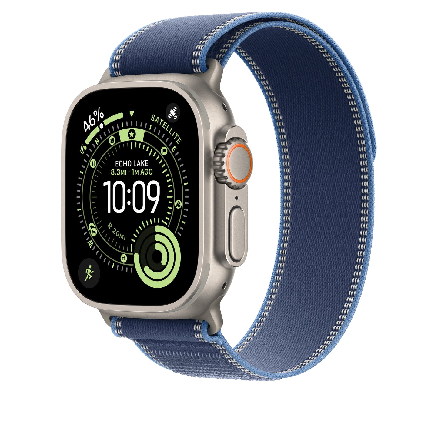 49mm Blue/Bright Blue Trail Loop – S/M - Natural Titanium Finish