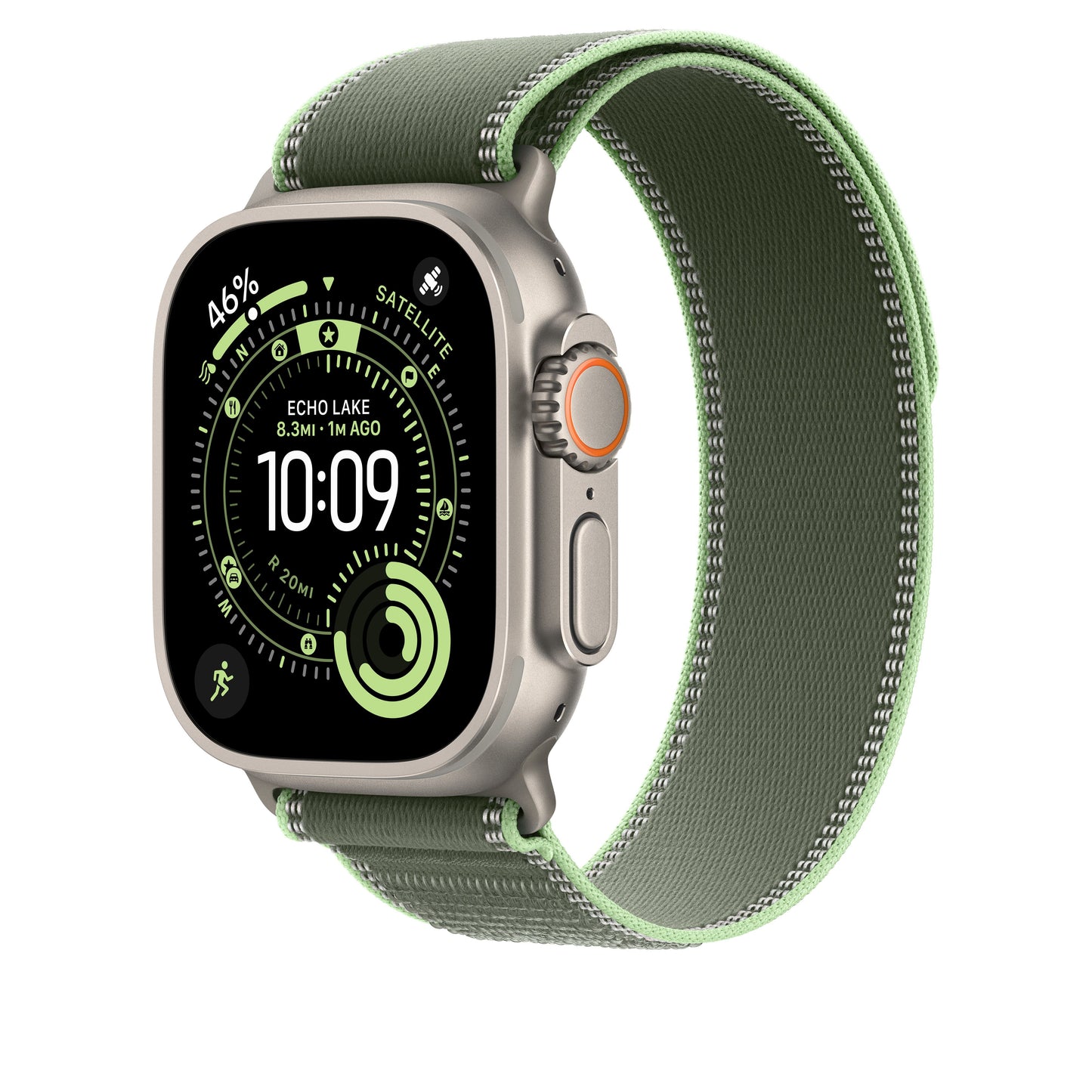 49mm Green/Neon Trail Loop – S/M - Natural Titanium Finish