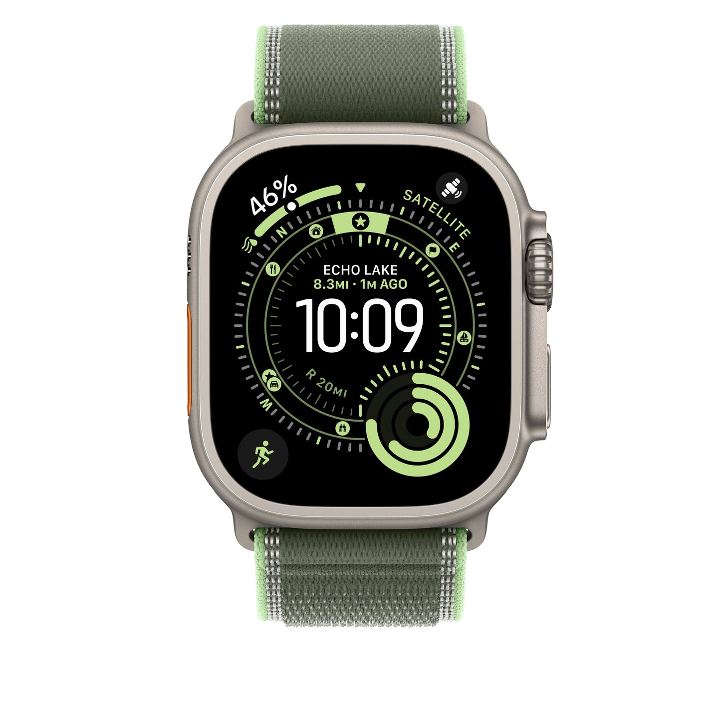 49mm Green/Neon Trail Loop – S/M - Natural Titanium Finish