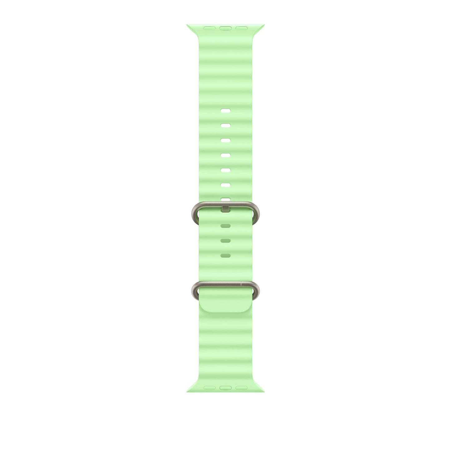 49mm Neon Green Ocean Band - Natural Titanium Finish