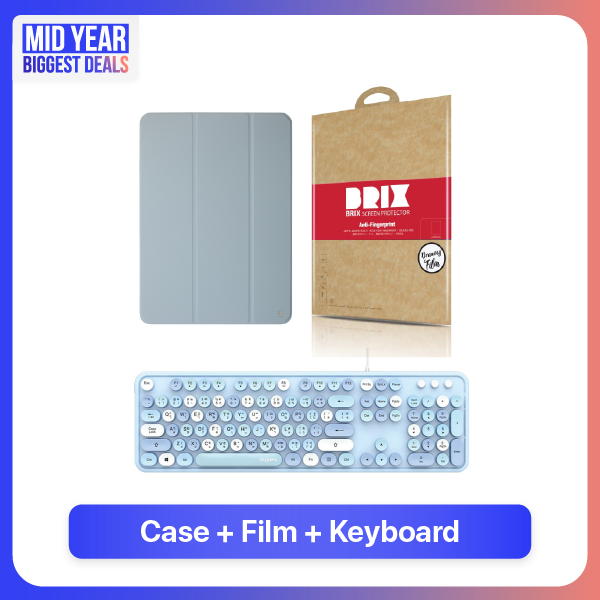 Light Blue Case+Film+Keyboard สำหรับ iPad Air M2/M3 11"
