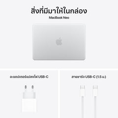 MacBook Neo รุ่น 13 นิ้ว: Apple A18 Pro chip with 6‑core CPU and 5‑core GPU, Magic Keyboard พร้อม Touch ID, 512GB SSD - สีเงิน