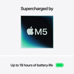 MacBook Air รุ่น 13 นิ้ว: Apple M5 chip with 10-core CPU and 8-core GPU, 512GB SSD - มิดไนท์