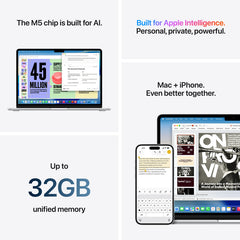 MacBook Air รุ่น 13 นิ้ว: Apple M5 chip with 10-core CPU and 8-core GPU, 512GB SSD - มิดไนท์