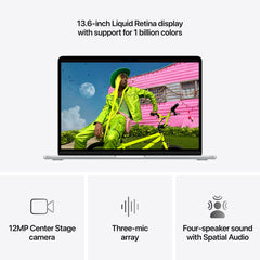 MacBook Air รุ่น 13 นิ้ว: Apple M5 chip with 10-core CPU and 8-core GPU, 512GB SSD - สีเงิน