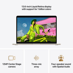 MacBook Air รุ่น 13 นิ้ว: Apple M5 chip with 10-core CPU and 8-core GPU, 512GB SSD - สีสตาร์ไลท์
