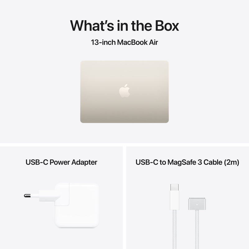 MacBook Air รุ่น 13 นิ้ว: Apple M5 chip with 10-core CPU and 8-core GPU, 512GB SSD - สีสตาร์ไลท์