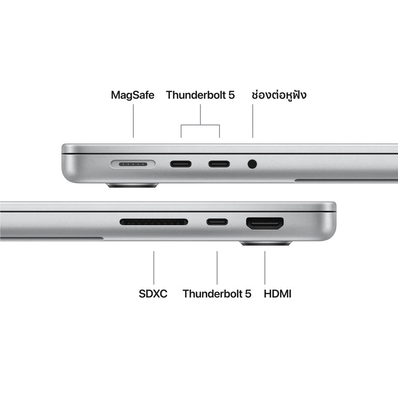 MacBook Pro รุ่น 14 นิ้ว: Apple M5 Pro chip with 15-core CPU and 16-core GPU, 1TB SSD - สีเงิน