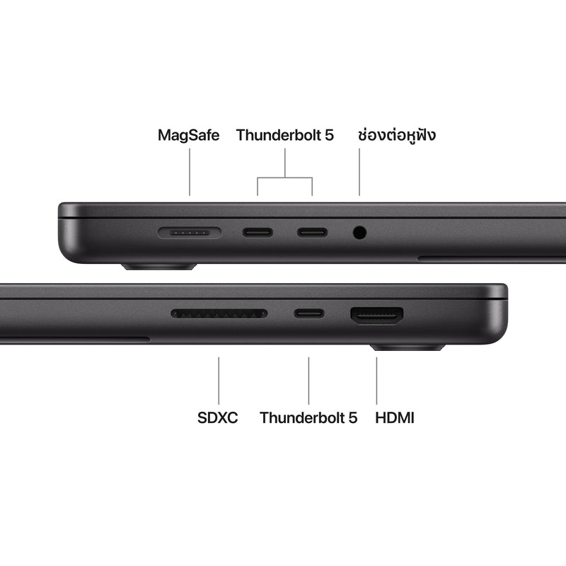 MacBook Pro รุ่น 16 นิ้ว: Apple M5 Pro chip with 18-core CPU and 20-core GPU, 1TB SSD - ดำสเปซแบล็ค