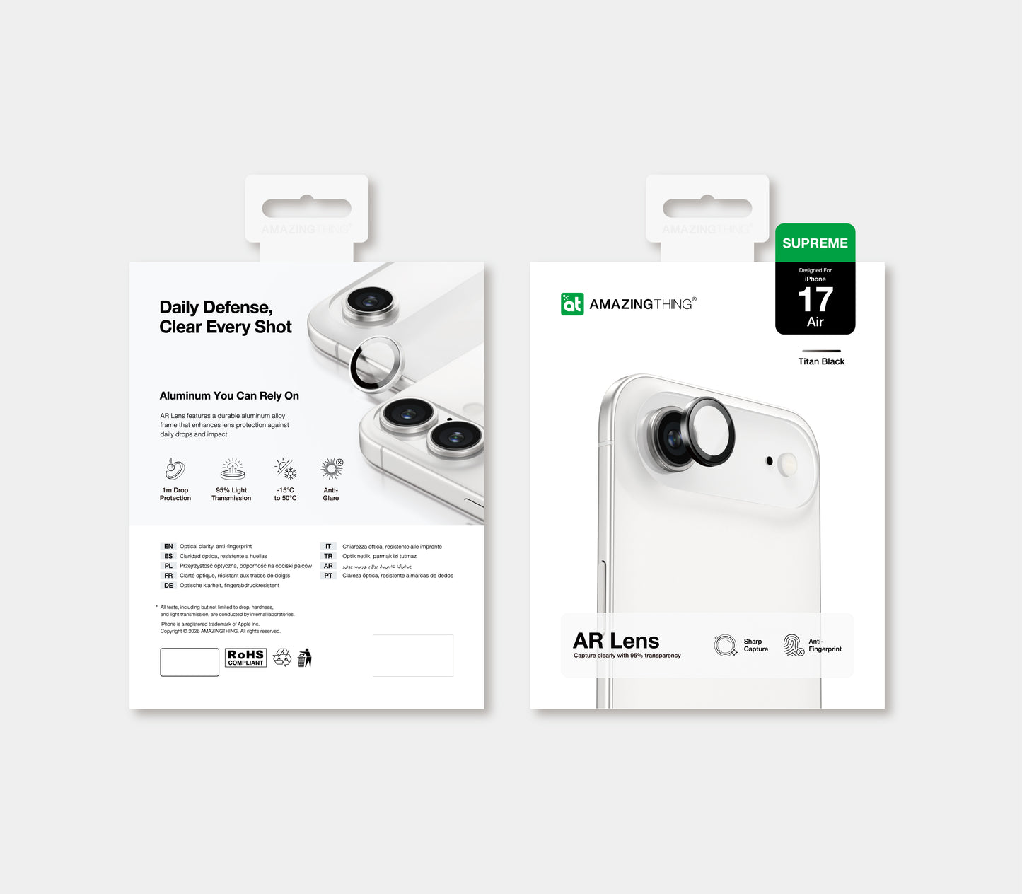 กระจกกันเลนส์ Amazingthing iPhone 17 Air 3D Len Glass Crystal Clear