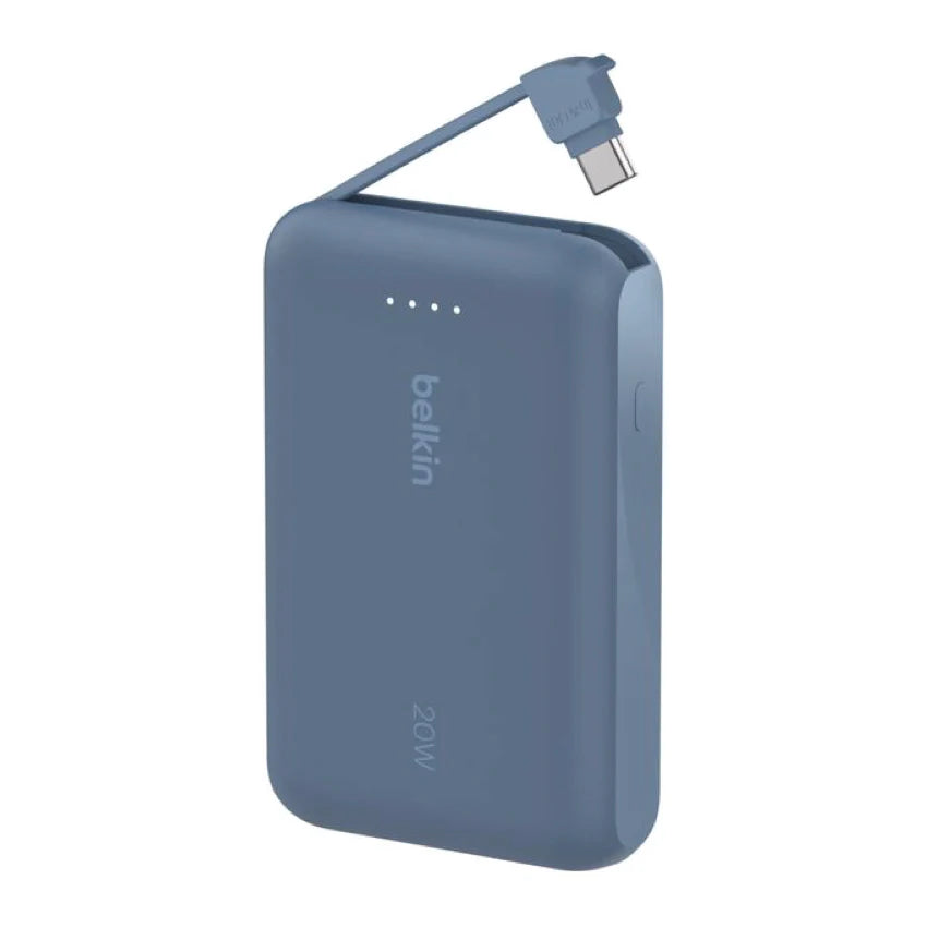 แบตเตอรี่สำรอง Belkin Boostcharge Power Bank 10K With Integralated Cableblue