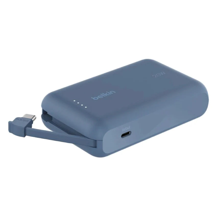 แบตเตอรี่สำรอง Belkin Boostcharge Power Bank 10K With Integralated Cableblue