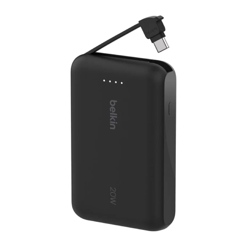 แบตเตอรี่สำรอง Belkin Boostcharge Power Bank 10K With Integralated Cable Black