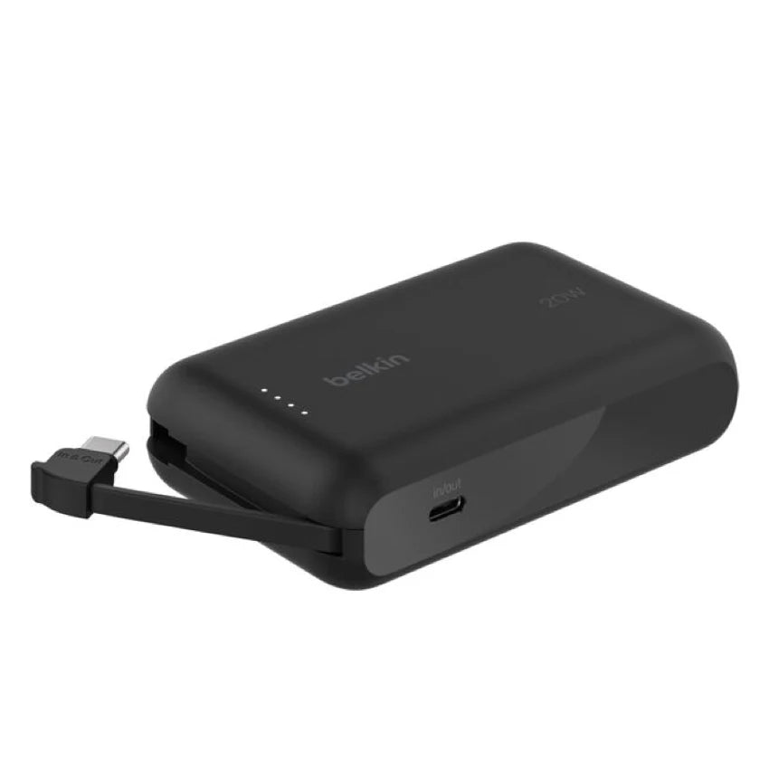 แบตเตอรี่สำรอง Belkin Boostcharge Power Bank 10K With Integralated Cable Black
