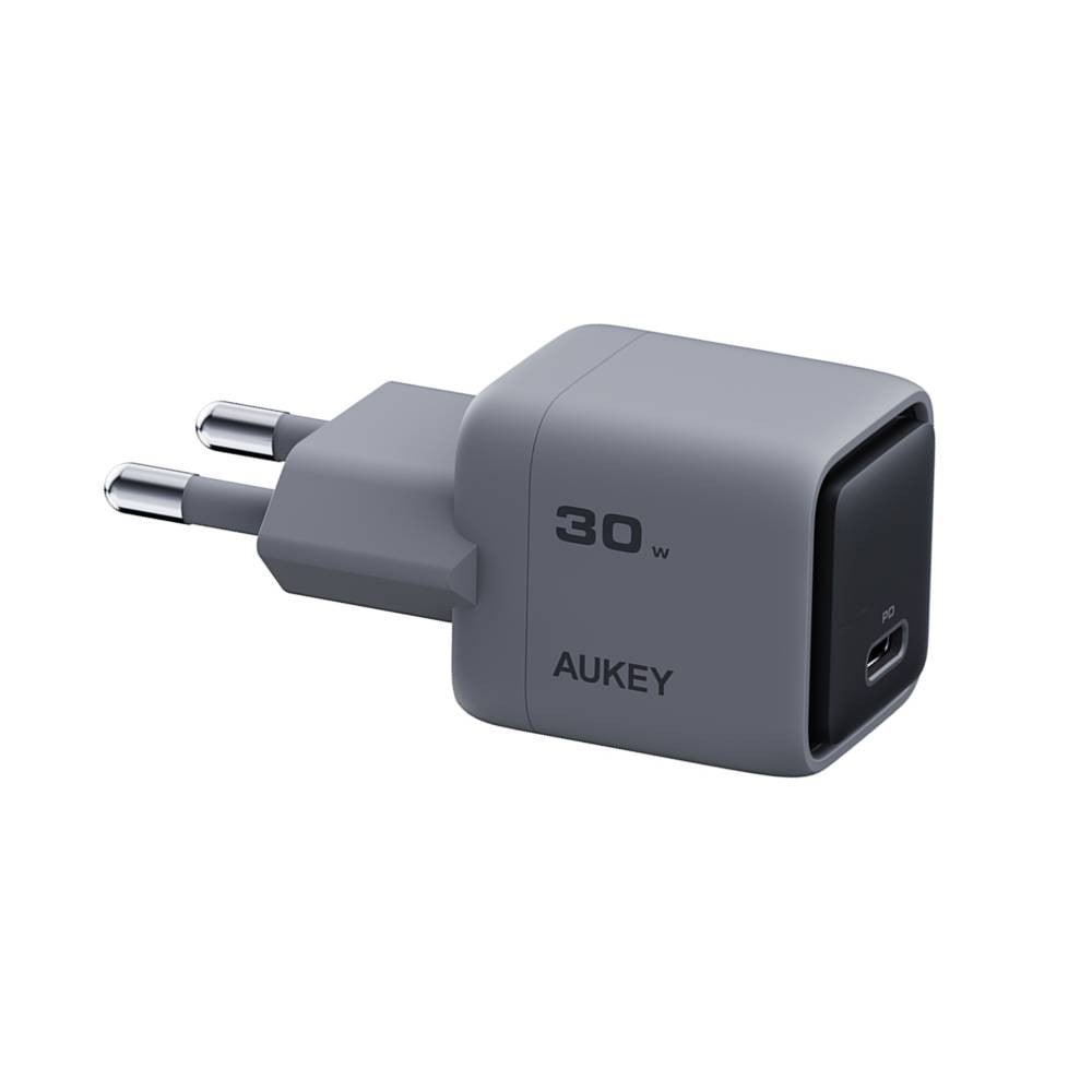 อะแดปเตอร์ Aukey Wall USB Charger 1 USB-C (PD30W) GaN Gray