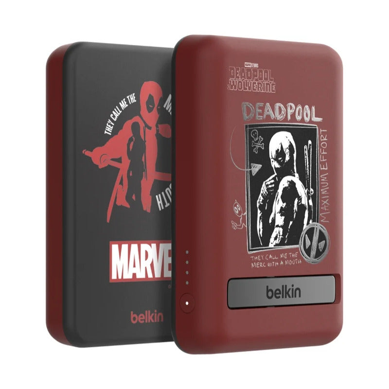 พาวเวอร์แบงค์ Belkin 7.5 วัตต์ ความจุ 5,000 mAh พร้อมขาตั้งในตัว ลาย Deadpool