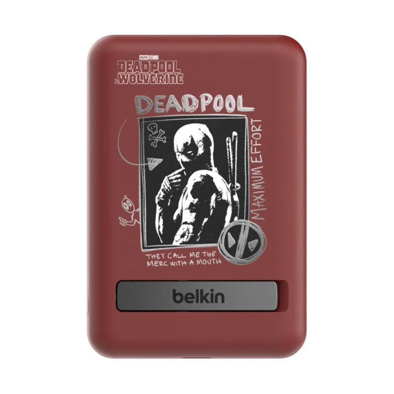 พาวเวอร์แบงค์ Belkin 7.5 วัตต์ ความจุ 5,000 mAh พร้อมขาตั้งในตัว ลาย Deadpool