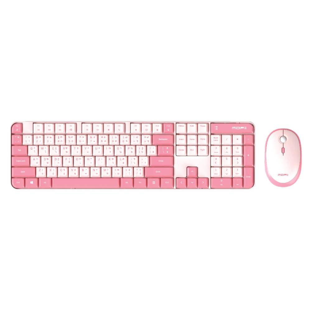 เมาส์และคีย์บอร์ดไร้สาย MOFii Wireless Mouse + Keyboard Tiramisu Pink