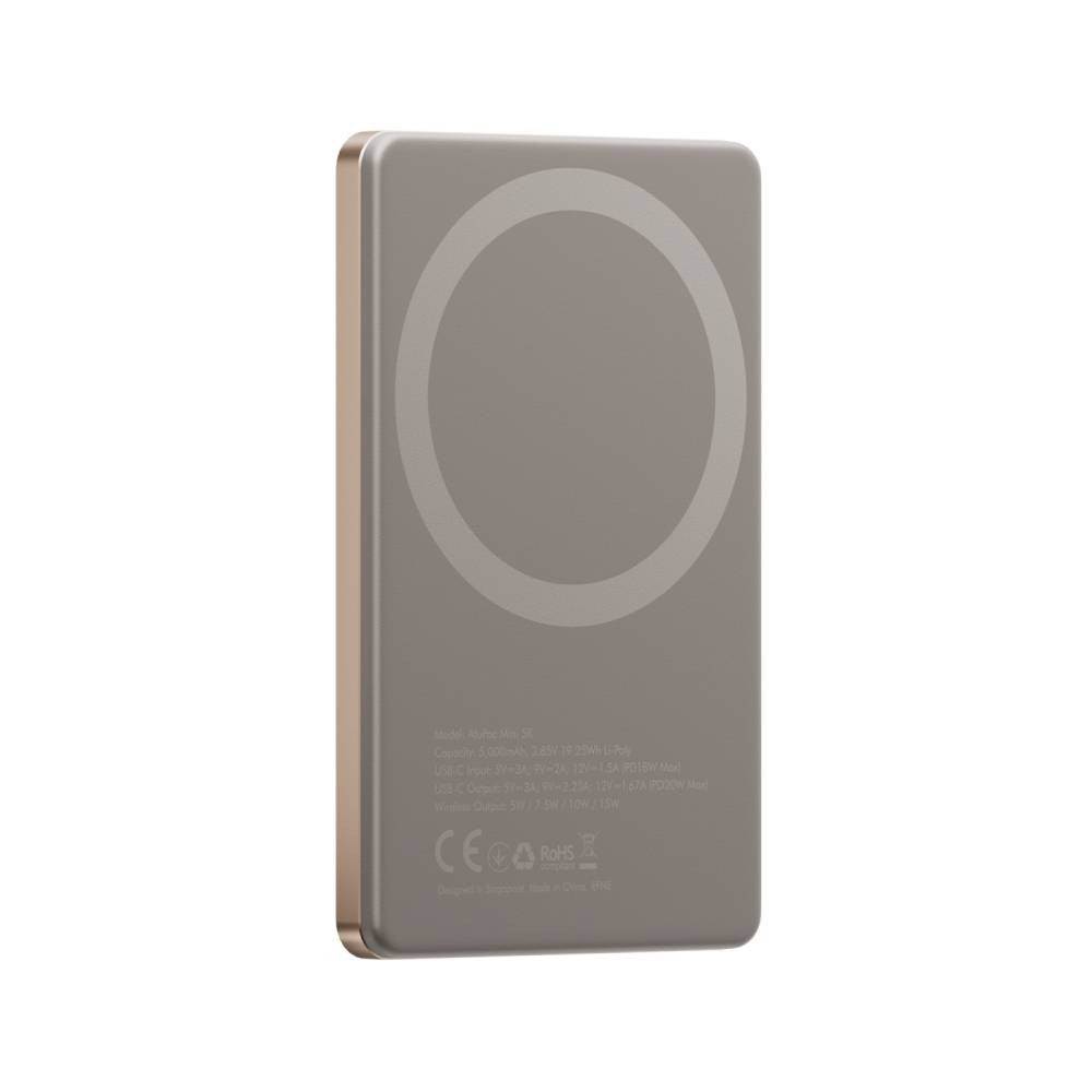 แบตเตอรี่สำรอง Energea Alupac Mini 5K Pd20W (5,000mAh) Magnetic Wireless Power Bank Gold