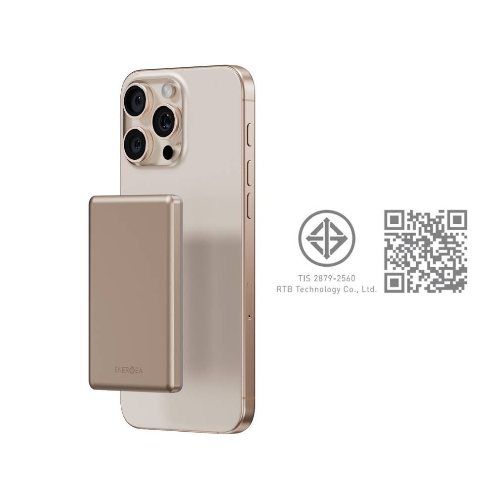 แบตเตอรี่สำรอง Energea Alupac Mini 5K Pd20W (5,000mAh) Magnetic Wireless Power Bank Gold