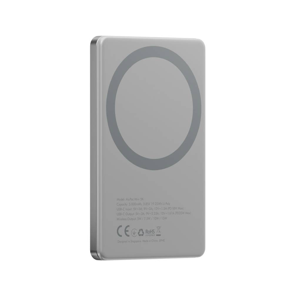 แบตเตอรี่สำรอง Energea Alupac Mini 5,000mAh Mini Aluminium Magsafe Compatible Power Bank Natural Titanium