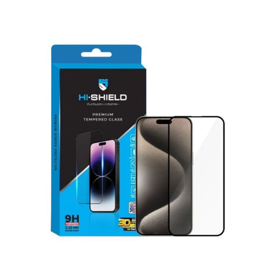 Hi-Shield ฟิล์มกระจกเต็มจอแบบใสขอบดำ iPhone 16 Pro 3D strong max black