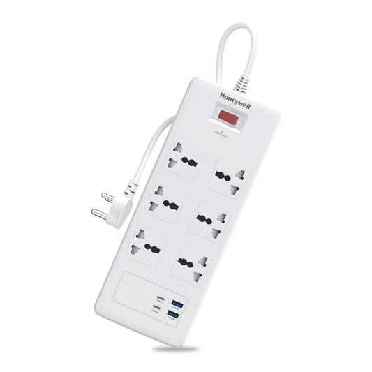 รางปลั๊กไฟ Honeywell Surge Protector 6 ช่อง พอร์ต USB-C x 2 และ USB-A x 2