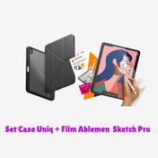Set Case Uniq Moven สีเทา+ Film Ablemen Sketch Pro สำหรับ iPad Air M2/M3/M4 11นิ้ว