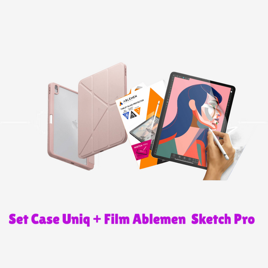 Set Case Uniq Moven สีชมพู + Film Ablemen Sketch Pro สำหรับ iPad A16