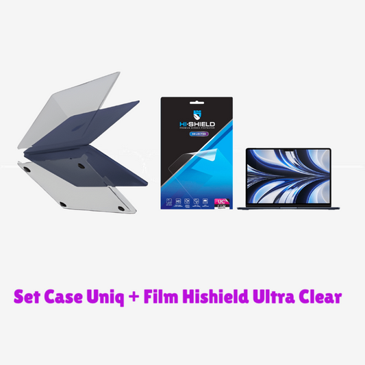 Set Case Uniq สีน้ำเงิน + Film Hishield Ultra Clea สำหรับ Macbook Neo 13นิ้ว