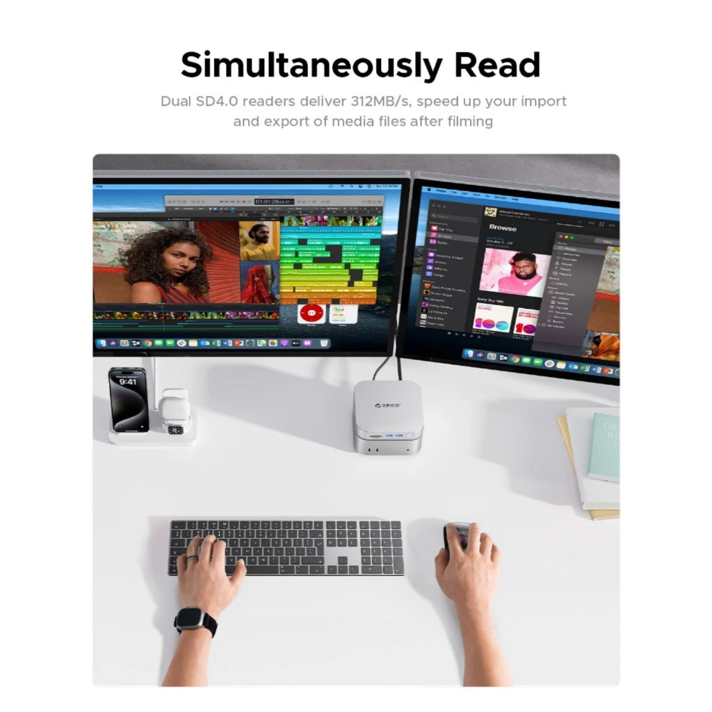 ORICO USB HUB Docking Station สําหรับ Mac Mini M1 M2 M4 NVMe SSD พอร์ต USB A/C [40GBPS]