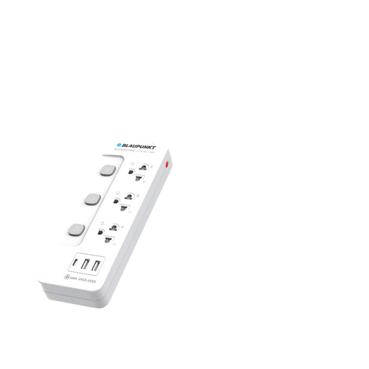 ปลั๊กไฟ Blauponkt Power strip x3 Switch, x3 Socket , x2 USB, x1 Type-C 3M (BP-SP3321)