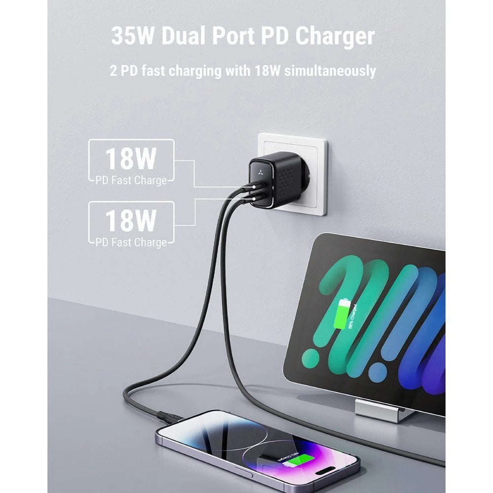 อะแดปเตอร์ Voltme Revo 35W 2xUSB-C Port Black