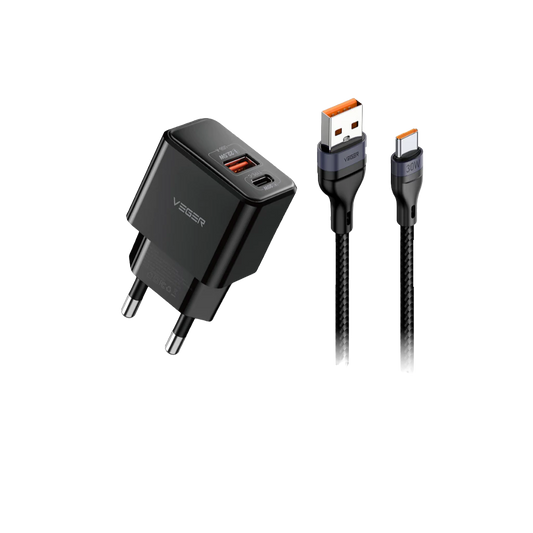 ชุดชาร์จเร็ว Veger (หัวชาร์จเร็ว PD20W รุ่น VC-20W01 + สายชาร์จเร็ว PD27W รุ่น V-CL04) Black