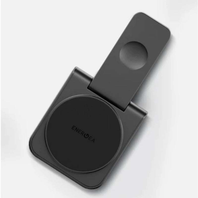 แท่นชาร์จไร้สาย Energea MagDuo 2-in-1 Foldable Qi2 Magnetic Fast Wireless Charger Black