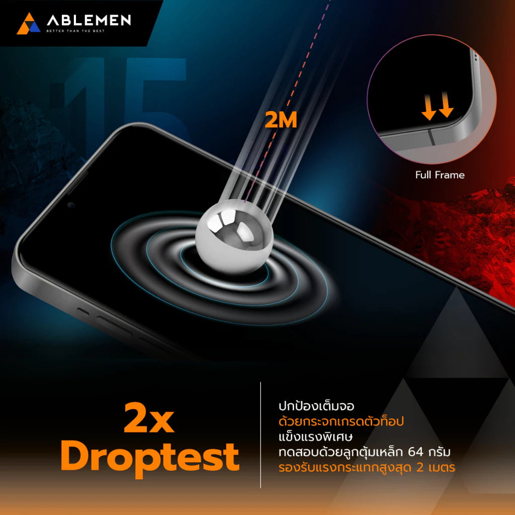 ฟิล์มกระจกเต็มจอแบบถนอมสายตา Ablemen Blue Light Cut iPhone 16e Black