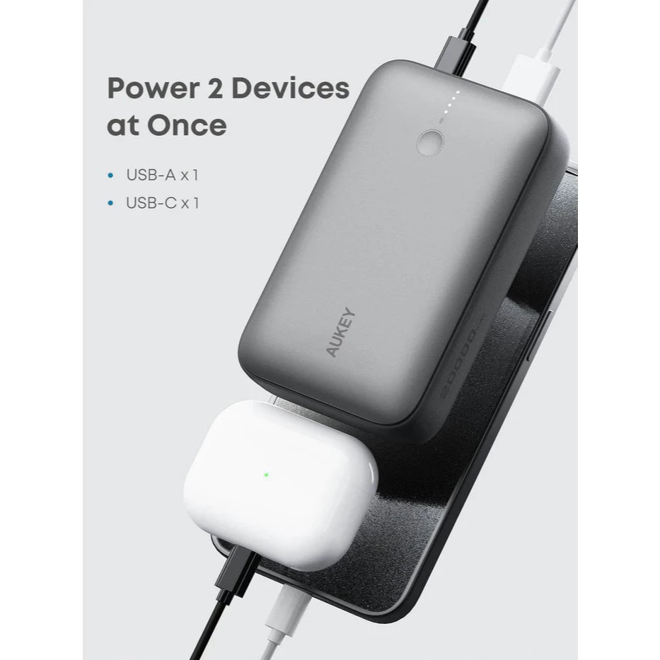 พาวเวอร์แบงค์ Aukey PB-Y57 Spark Mini 20000mAh Compact Fast Charging PowerBank Gray
