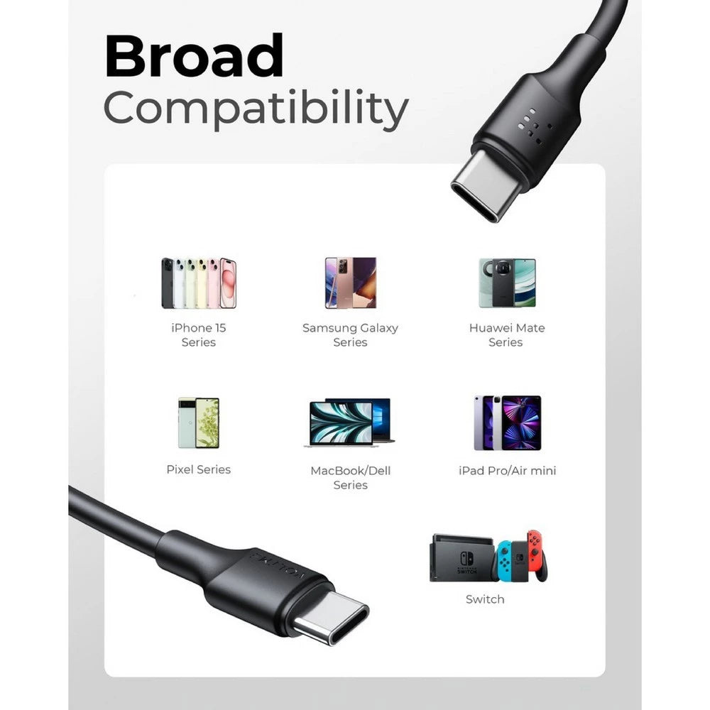 VOLTME Powerlink EDC สายชาร์จ USB-C TO USB-C WHITE (1.2M/4FT/USB2.0/3A-60W)