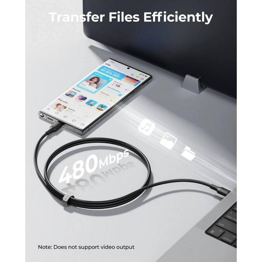 VOLTME Powerlink EDC สายชาร์จ USB-C TO USB-C WHITE (1.2M/4FT/USB2.0/3A-60W)