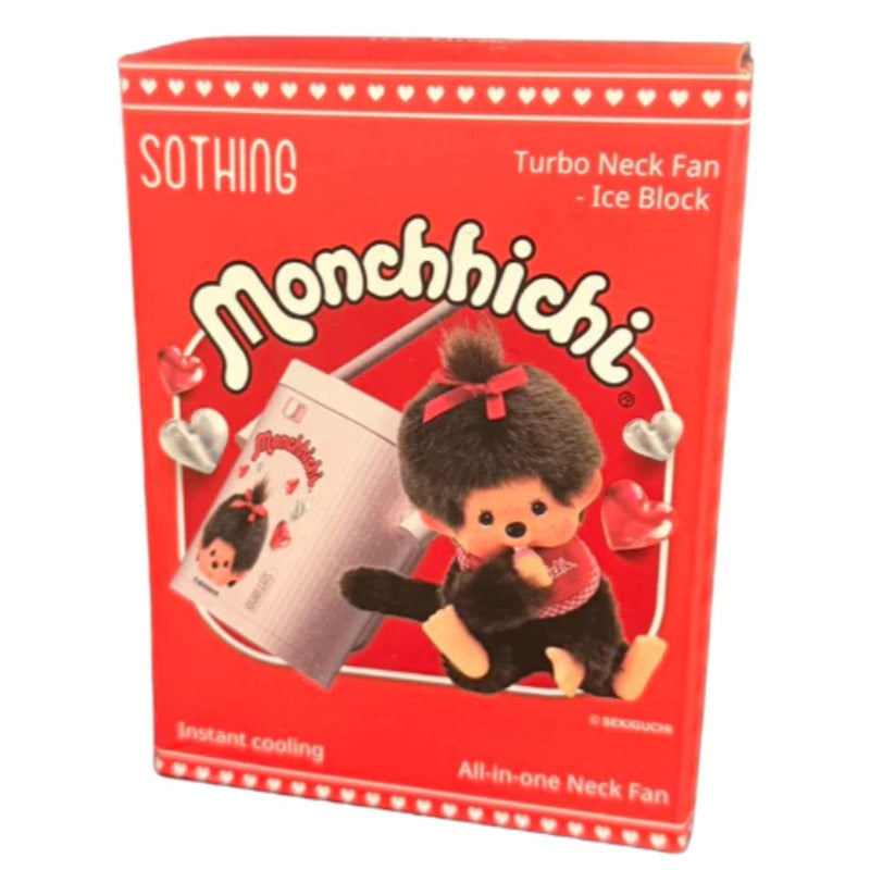 พัดลมคล้องคอพกพา Sothing x Monchhichi Hanging Neck Fan Ice Cube - Pink