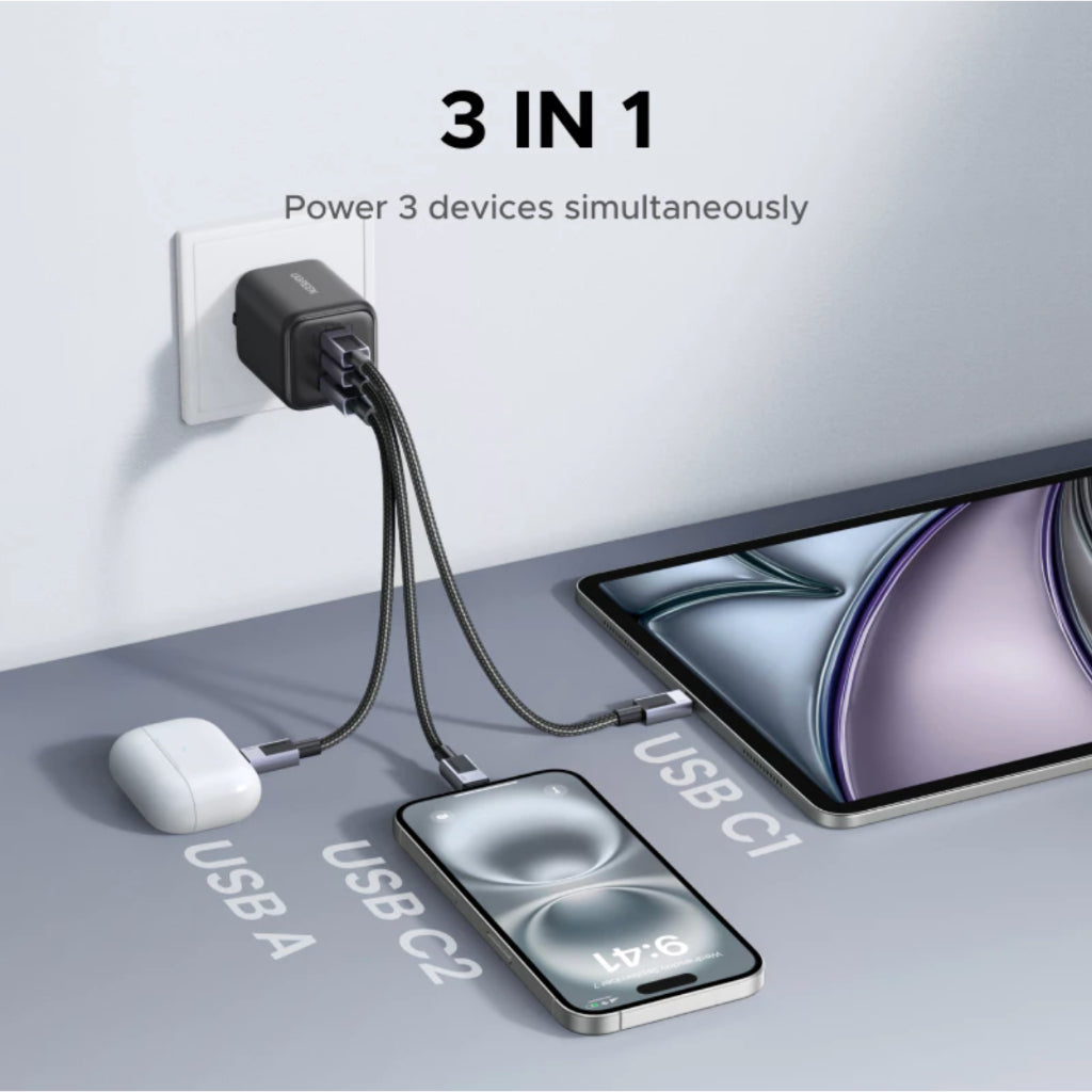 UGREEN X527( 65574 ) WALL CHARER 45W USB PORT 1 + PD 2 FAST CHARGER