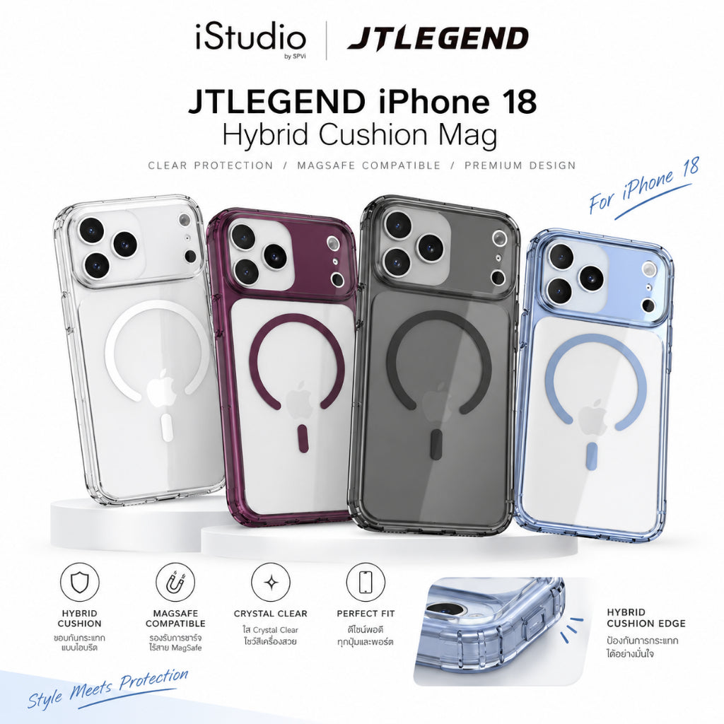 JTLEGEND Hybrid Cushion Mag เคสสำหรับ iPhone 18 Pro Max - Crystal