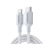 สายชาร์จ Ugreen USB-C to Lightning Cable Nylon 2M. Silver White (70525)