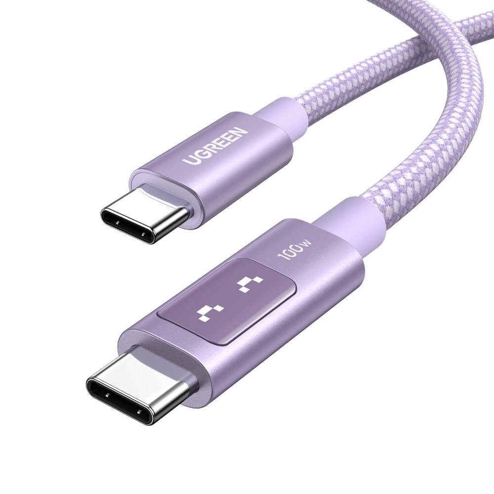 สายชาร์จ Ugreen USB-C to USB-C Cable Nylon 100W 2M. Robot Purple (65216)
