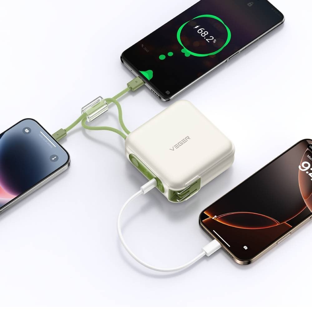 แบตเตอรี่สำรอง Veger Vpc1502Pd Pro Power Bank 15,000 mAh (Matcha Green)